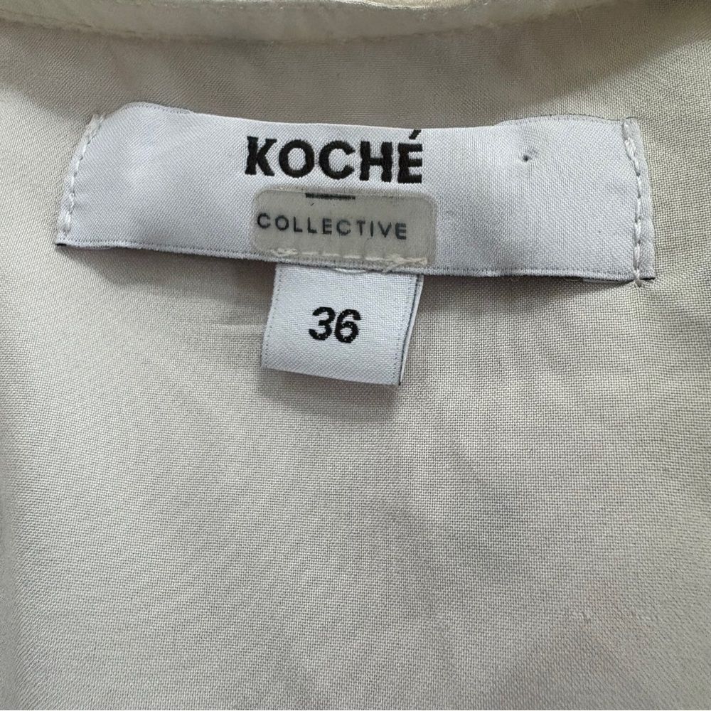 Koche M Cream Polka Dot Sheer Blouse Preppy Luxury Coastal Boardwalk Old Money - Picture 11 of 12